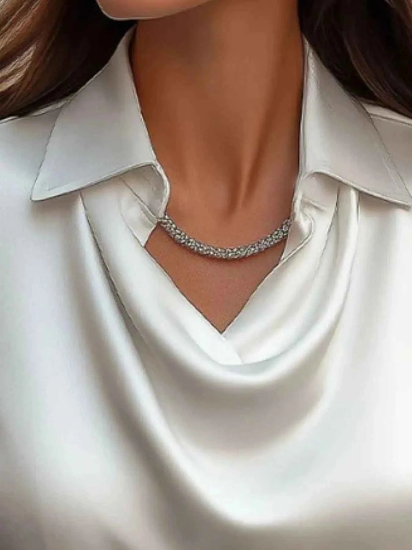 Satin Collar Long Sleeve Blouse 19773087-d9c0-411d-ba3f-399666be29ee-Max-Origin