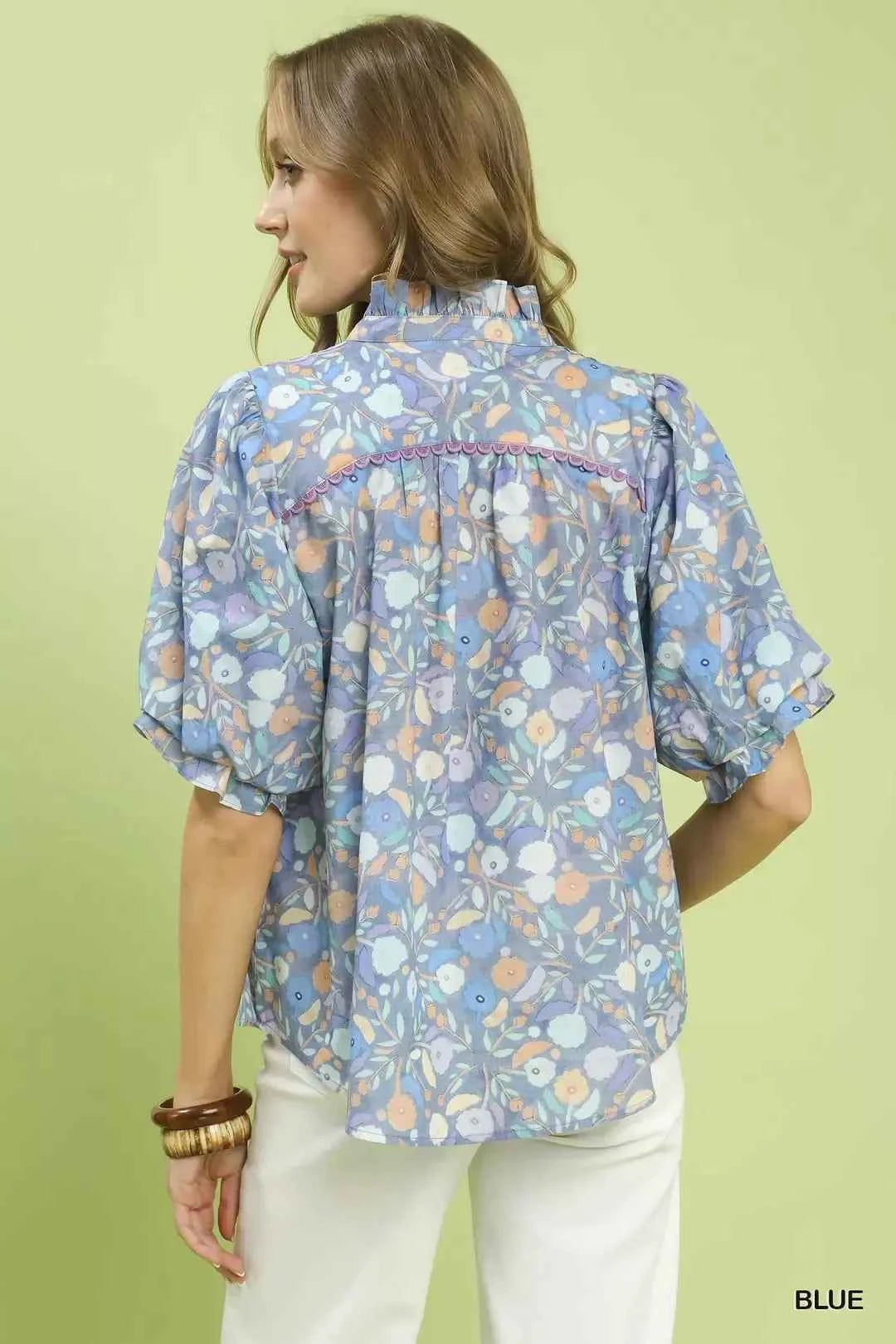 Umgee Smocked Floral Ruffle Trim Top 197a8ae1-8037-4595-acd3-6115ff3bc3b8-Max-Origin