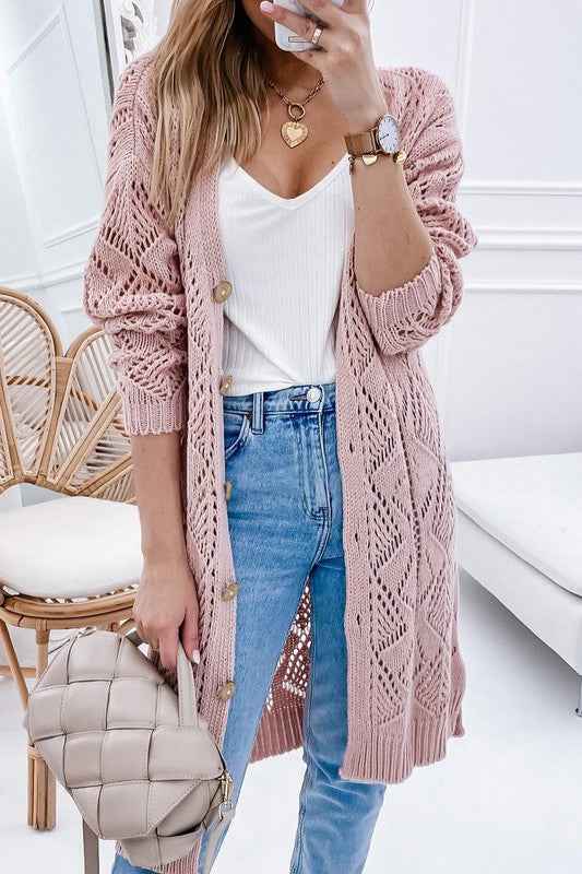 Eyelet sweater button cream black pink cardigan 19807669_19118d5a-0eb5-45cd-8dd0-116c9be0e934