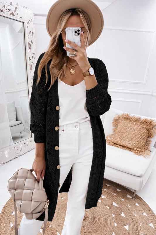 Eyelet sweater button cream black pink cardigan 19807669_f095298d-09b3-4c45-860a-2a9197c7b055