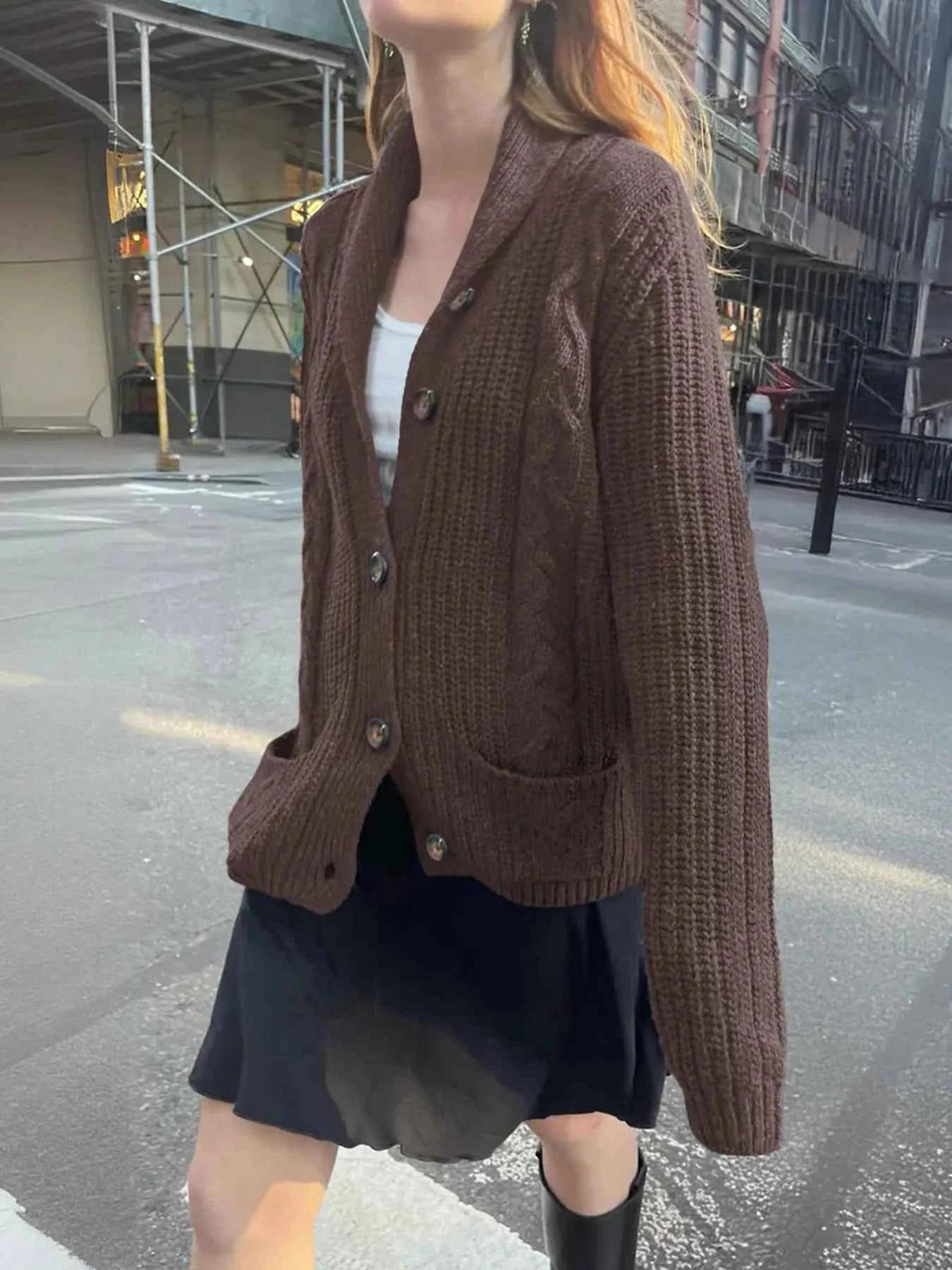 Cable Knit Button Up Cardigan Brown 1981c7f13cfe452aa9bc4e0fceeeb174-Max-Origin