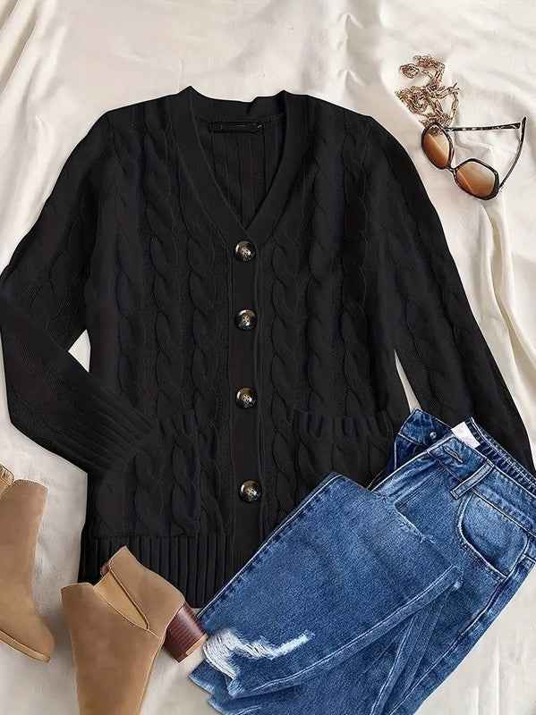Cable knit button cardigan with pocket 19830959_96851e1f-37b9-459b-bc39-16de68c55583