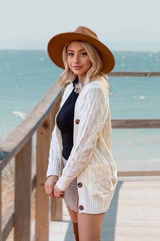 Cable knit button cardigan with pocket 19830959_a20071ab-dc6a-4ddd-985b-ffd39d16aafc