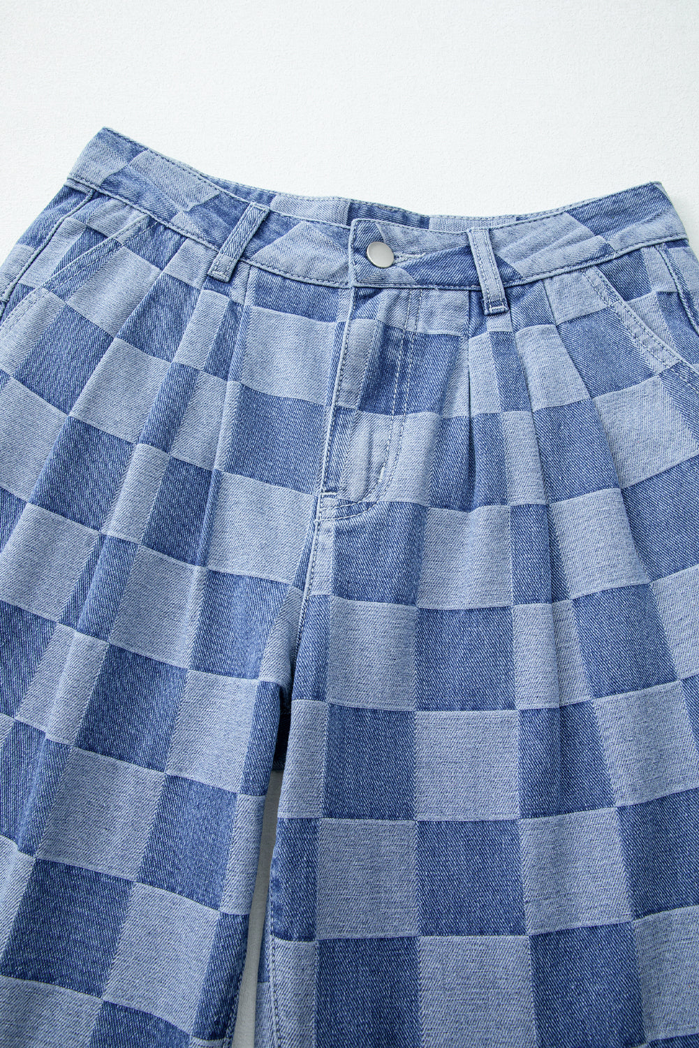 Dusk Blue Checkered Light Washed Wide Leg Jeans 1988a91e15690d7a