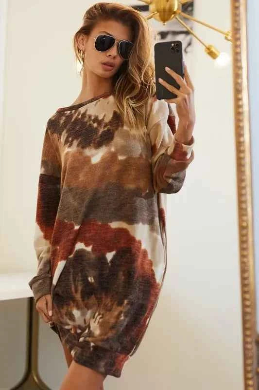 BiBi Tie Dye Print Knit Dress with Side Pocket 198ec72134434fdd8faf3f88c3520400-Max-Origin