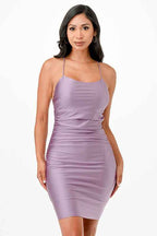 Back lace up short dress with waist shirring 19919268_a5688e24-18d5-4122-a102-cbda22ed9538