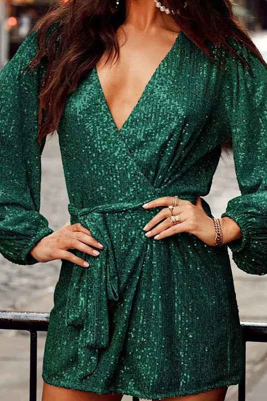Sequin wrap dress Green 19962624_999ef23f-9769-44d8-9b9b-c00b023b690d
