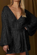 Sequin wrap dress Black 19962624_ed702a4f-c8ac-4524-8074-81fcbb3a63f9