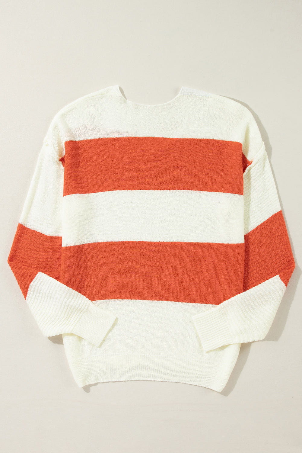 Orange Colorblock V Neck Side Slits Sweater 19a470d499bd0711