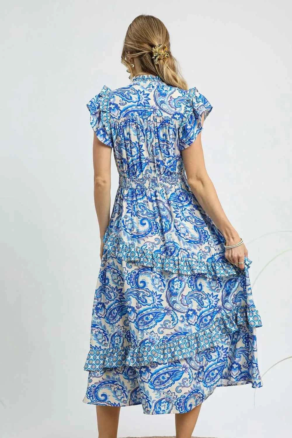 Umgee Paisley Print Ruffle Sleeve Midi Dress 19b0490e-54d9-4de0-b4e6-ffacb3329d1a-Max-Origin