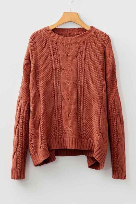 Textured Chunky Knit Long Sleeve Sweater 19b477c6-bb04-4885-9f09-c0d86d1d915b