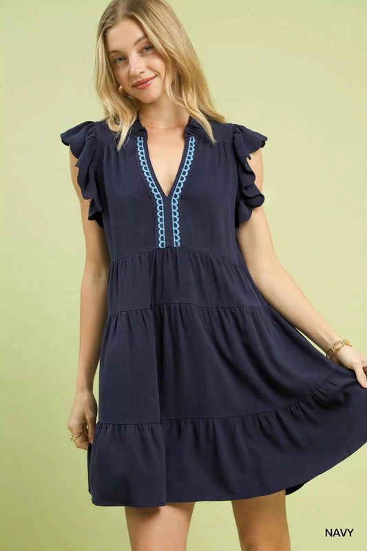 Umgee Linen Tiered Baby Doll Dress NAVY 19ba3e28-1b91-4c75-90f1-655a79d6b11b-Max-Origin