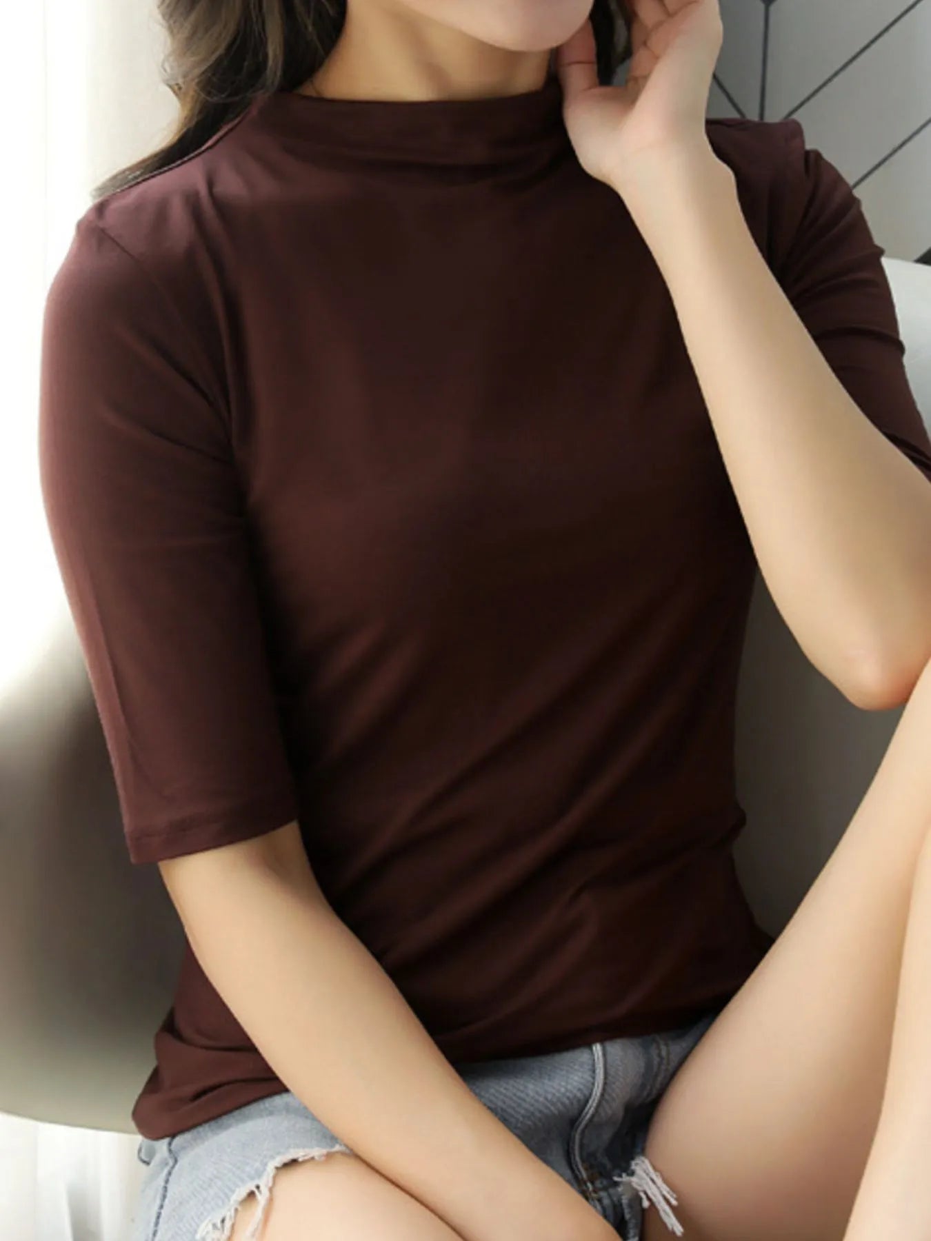Solid Color Short Sleeve T-Shirt 19cb733e-c00b-4f52-828a-e9a0ac24bc67-Max-Origin