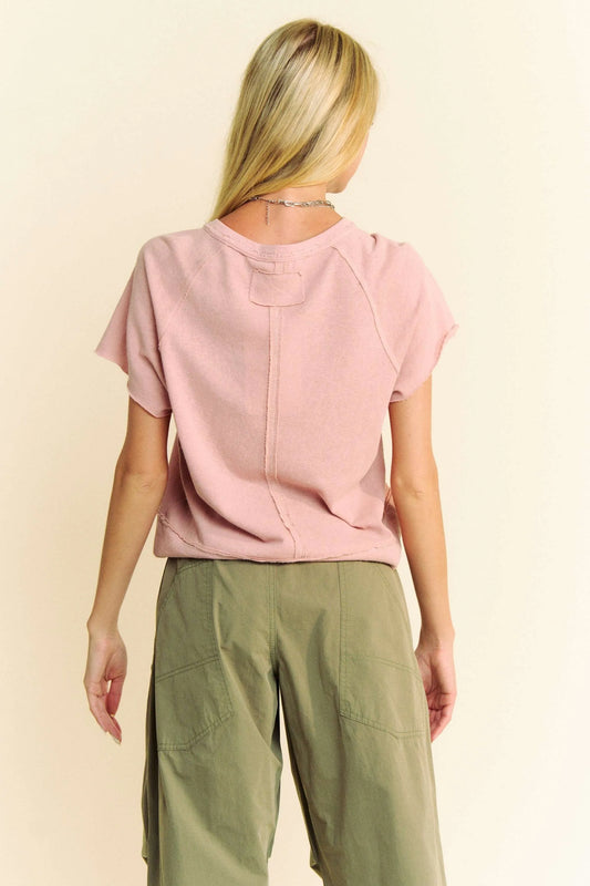 Breezy Knit Fabric Short Sleeve T-shirt Top 19d1c2b6a8d9412392936a988c3dbd30-Max-Origin