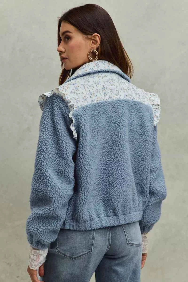 SO ME Faux Fur Sherpa Pull Jacket with Floral Contrast 19d2876bbd764a9182f3c4c48f350f53-Max-Origin