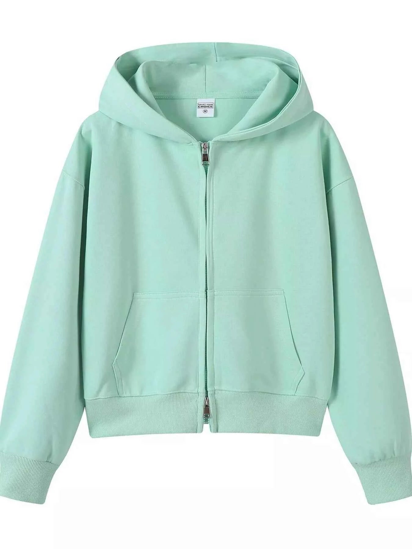 Full Size Casual Zip-Up Long Sleeve Hoodie Plus Size Light Green 19d37568-c42d-4800-b384-b4738a06f936-Max-Origin