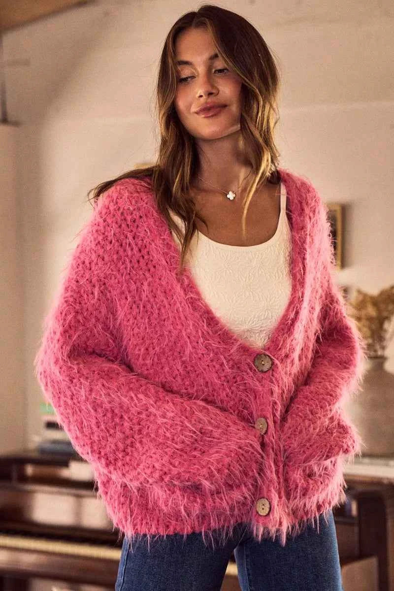 SO ME Soft Touch Hairy Loose Fit Cozy Sweater Cardigan 19d7a3f6c6144aaa808ba8b926fa5a1a-Max-Origin