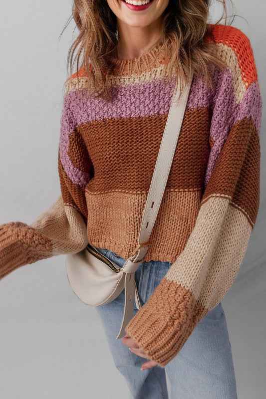 Colorblock Drop Shoulder Cropped Sweater 19e92e04-ec3a-4299-9b33-084691c9deb3