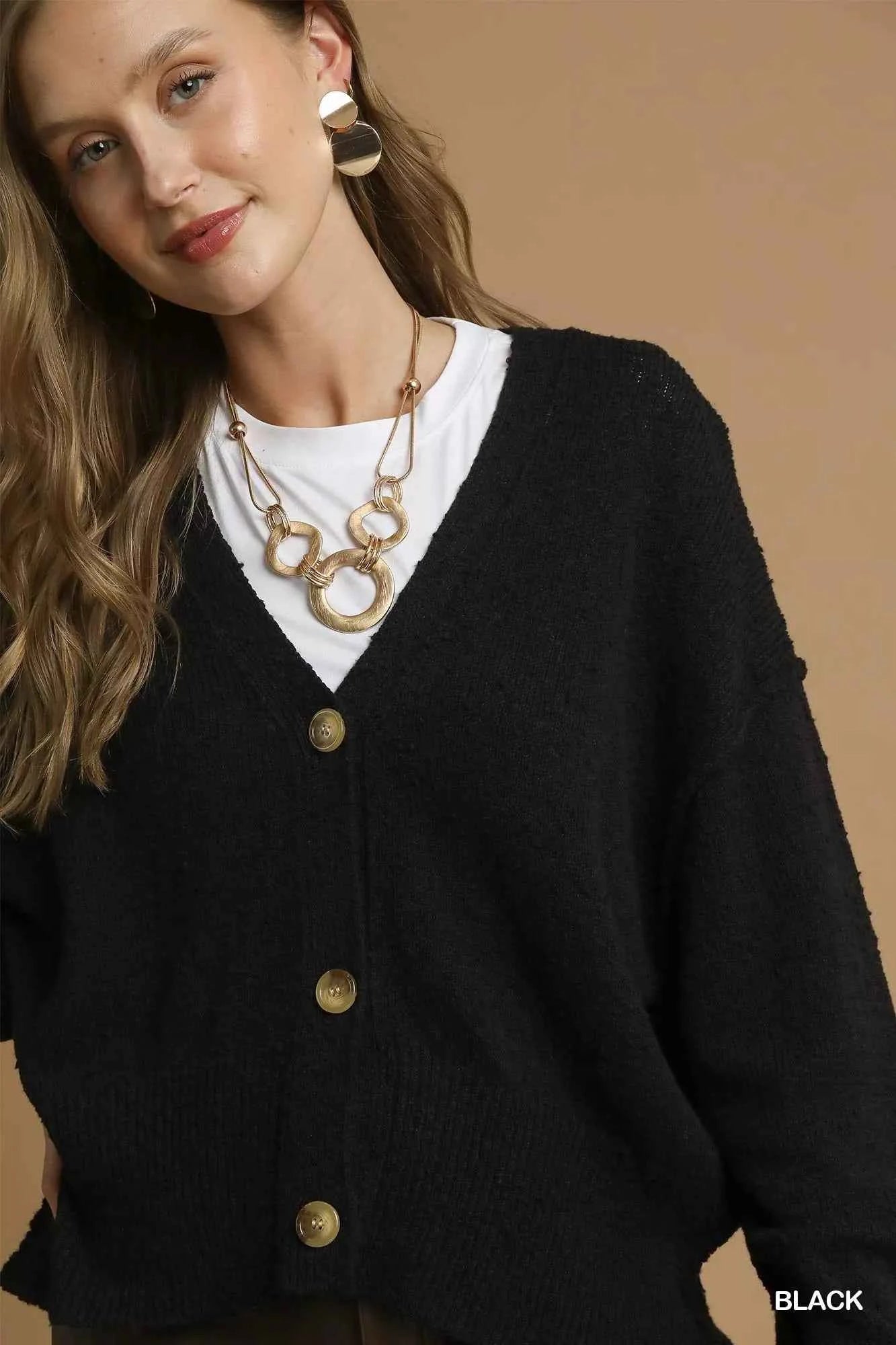 Umgee Button-Front V-Neck Knit Cardigan 19ea0c35-d347-455f-a719-6ad034374bf5-Max-Origin