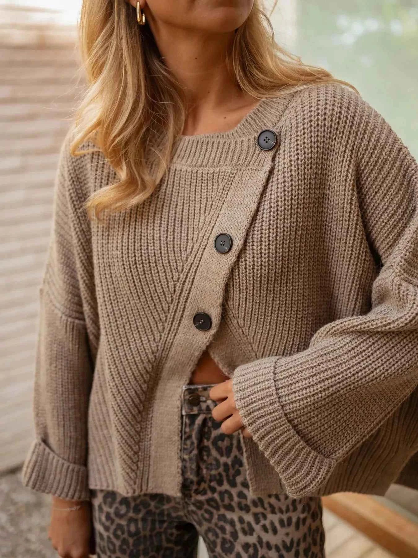 Asymmetrical Button Detail Sweater 19eb5131-e3f0-4437-ad6e-2f45beed66fd-Max-Origin