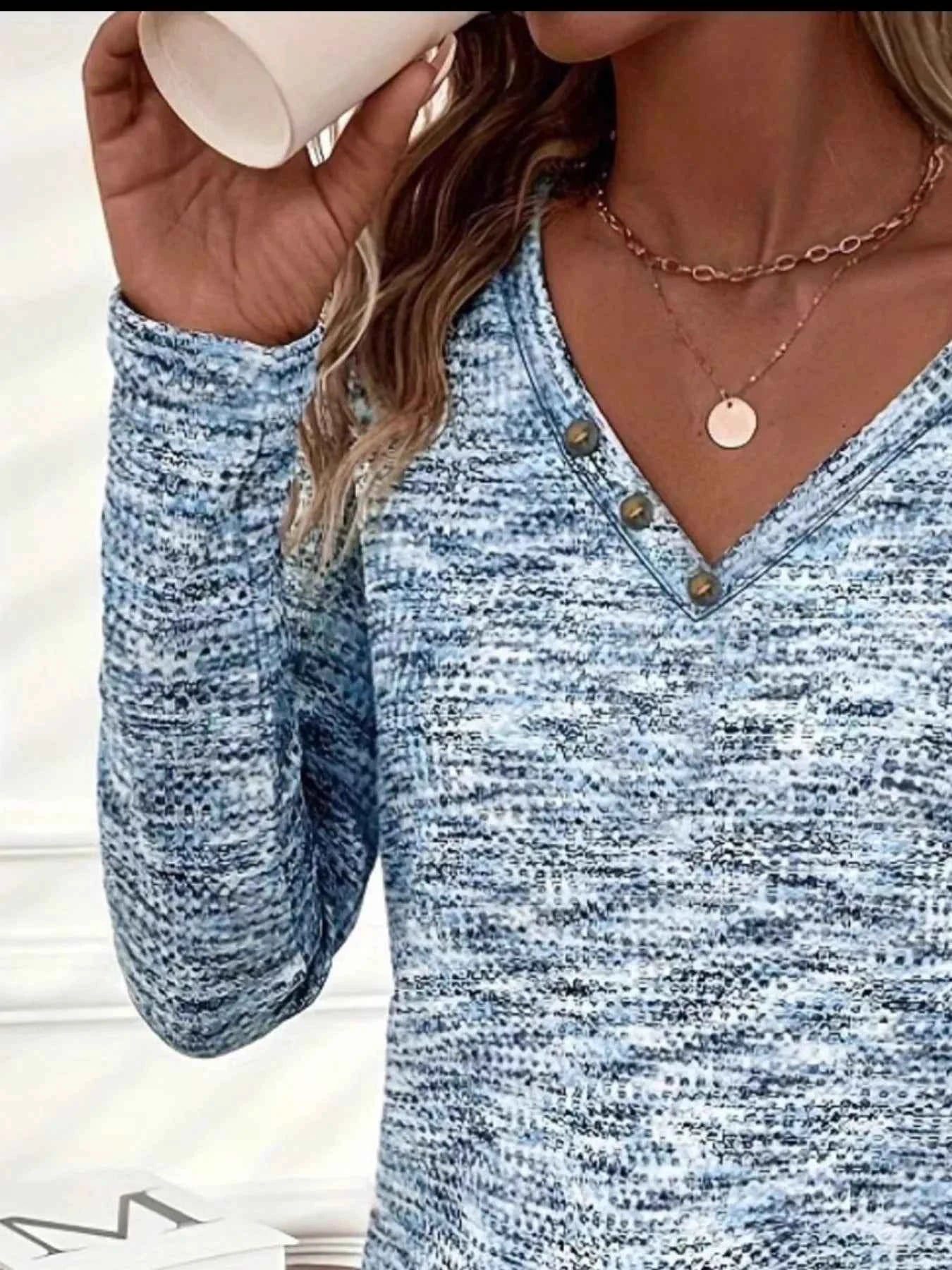 Decor Button V-Neck Long Sleeve Top 19efbde5-e1c6-4f8a-9f4b-5b23c48c6907-Max-Origin