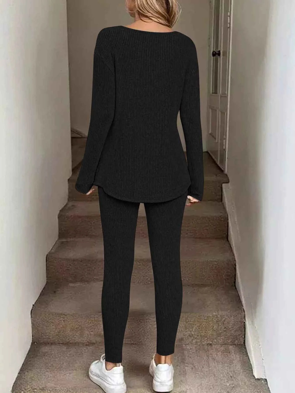 Ribbed Knit Long Sleeve Top and Pants Set 19f29b6a699f43ad9c6529f5d2c13310-Max-Origin