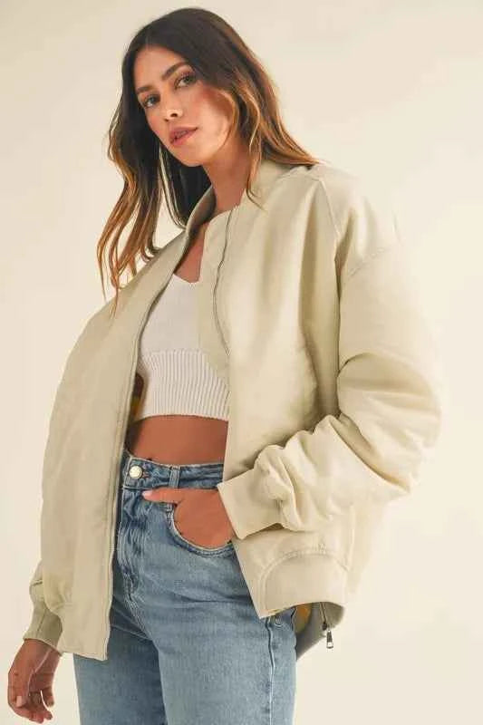 MABLE Back Ruched Utiltiy Bomber Jacket 19f5dee1c8f24250852d76fb68be193c-Max-Origin