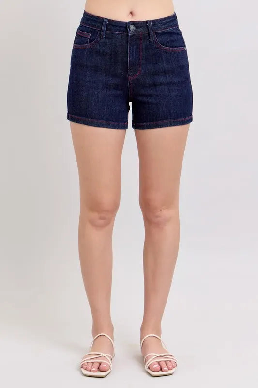 Judy Blue Full Size High Waist Heart Shaped Pkts & Red Contrast Thread Denim Shorts Plus Size 19f867fc481f4799917a2ecfa68f5c5d-Max-Origin