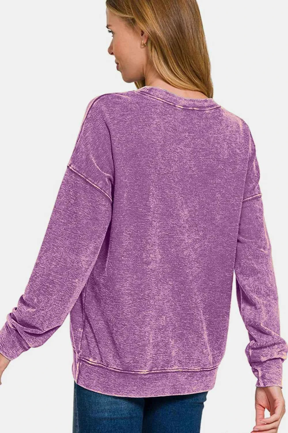 Zenana Washed Round Neck Dropped Shoulder Sweatshirt 19fd1211-7cf3-4732-b3f2-c72cd842386f-Max