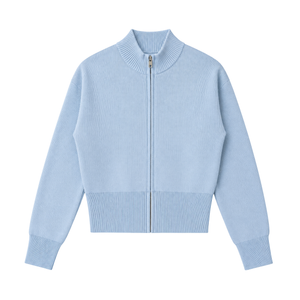 Women's Mock Neck Zip Up Cardigan | Cropped Cotton Knit Jacket 1_f6e98588-12ac-4263-9c19-1671a5ca827f