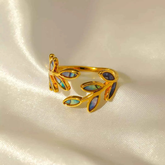 18K Gold-Plated Resin Leaf Bypass Ring 1a06a578-f4e1-4900-afa5-222b5dcc64ab-Max-Origin