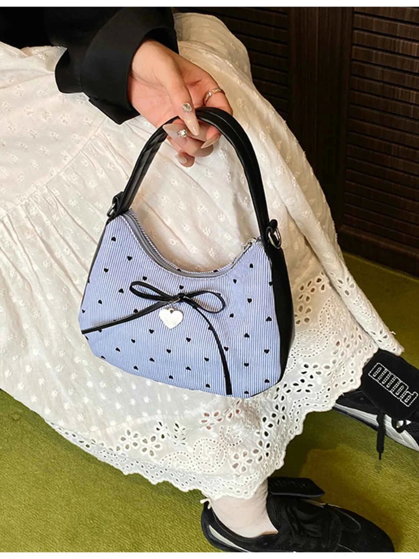 Printed Bow Shoulder Bag Blue One Size 1a139c3b2f5c40c1904a896d1d00ec48-Max-Origin