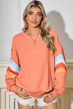 Moonlight Jade Patchwork Drop Sleeve Loose Sweatshirt 1a1490c014b9befd