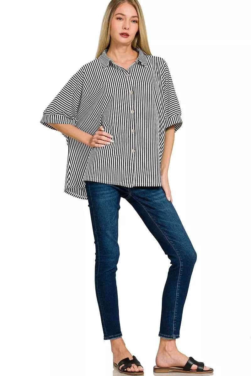 Zenana Oversized Stripe Button Down Shirt 1a1690ae5c394415a8abe015b03a48e2-Max-Origin