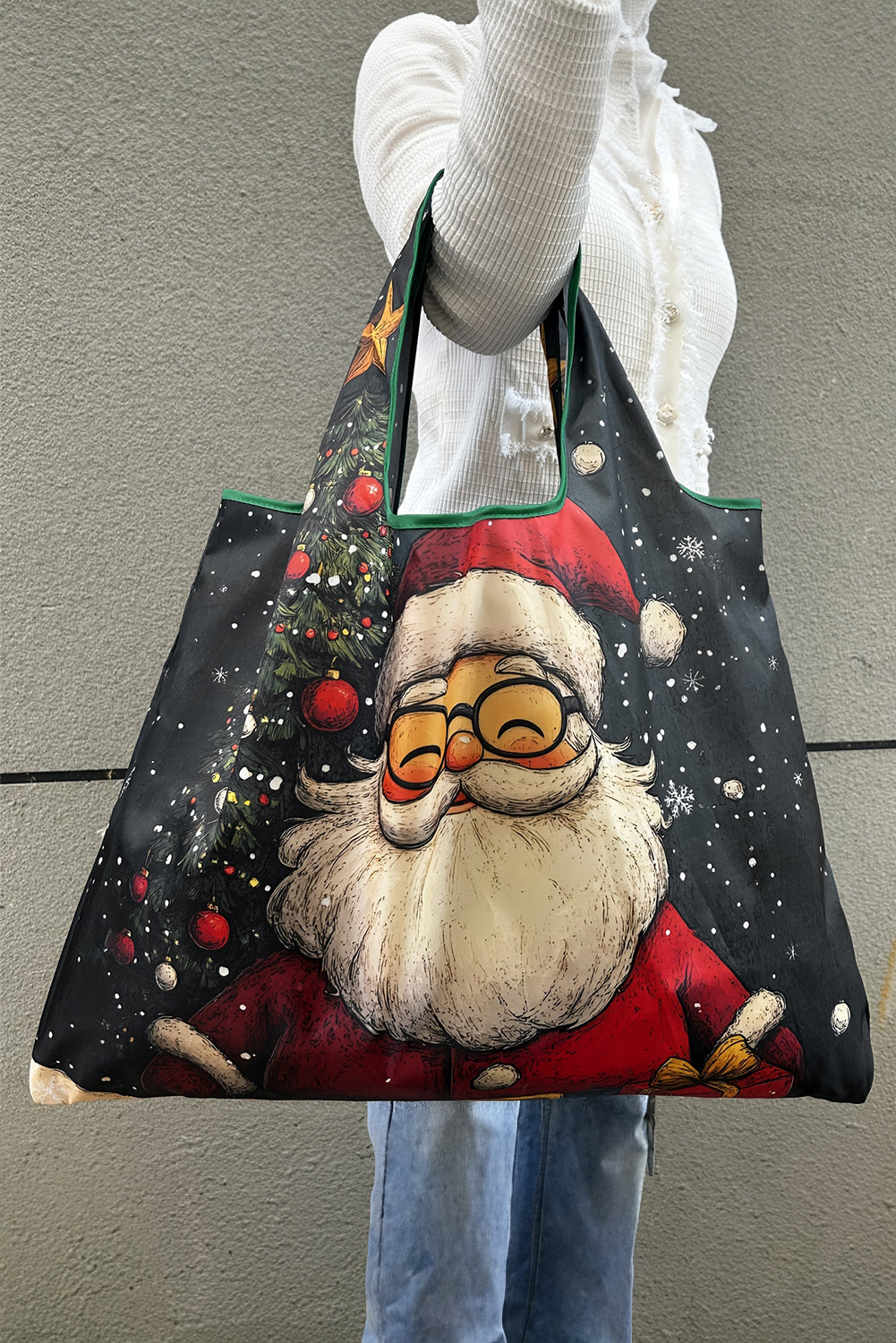 Fiery Red Cartoon Snowman Gift Graphic Large Tote Bag
