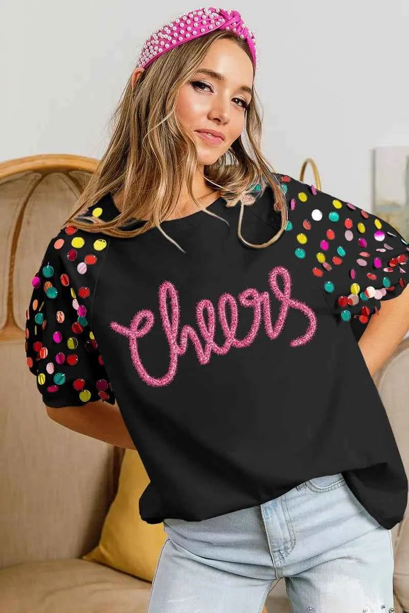 BiBi Metallic Letter Spangle Raglan Puff Sleeve Top 1a2eff57b28d4b61866fbe928d890291-Max-Origin