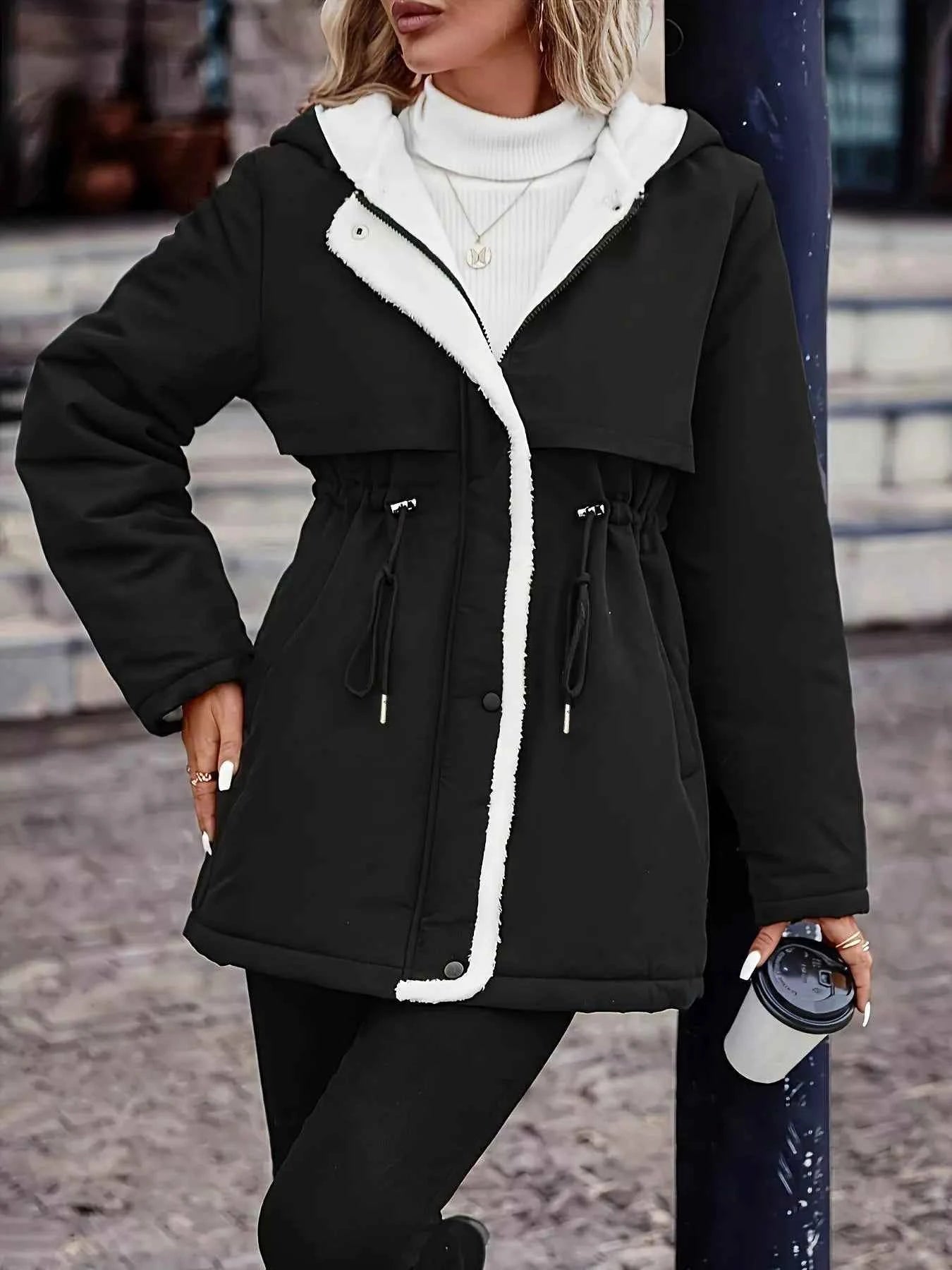 Drawstring Long Sleeve Hooded Outerwear 1a30beab80a24b9c9284aed0c82db0dd-Max-Origin