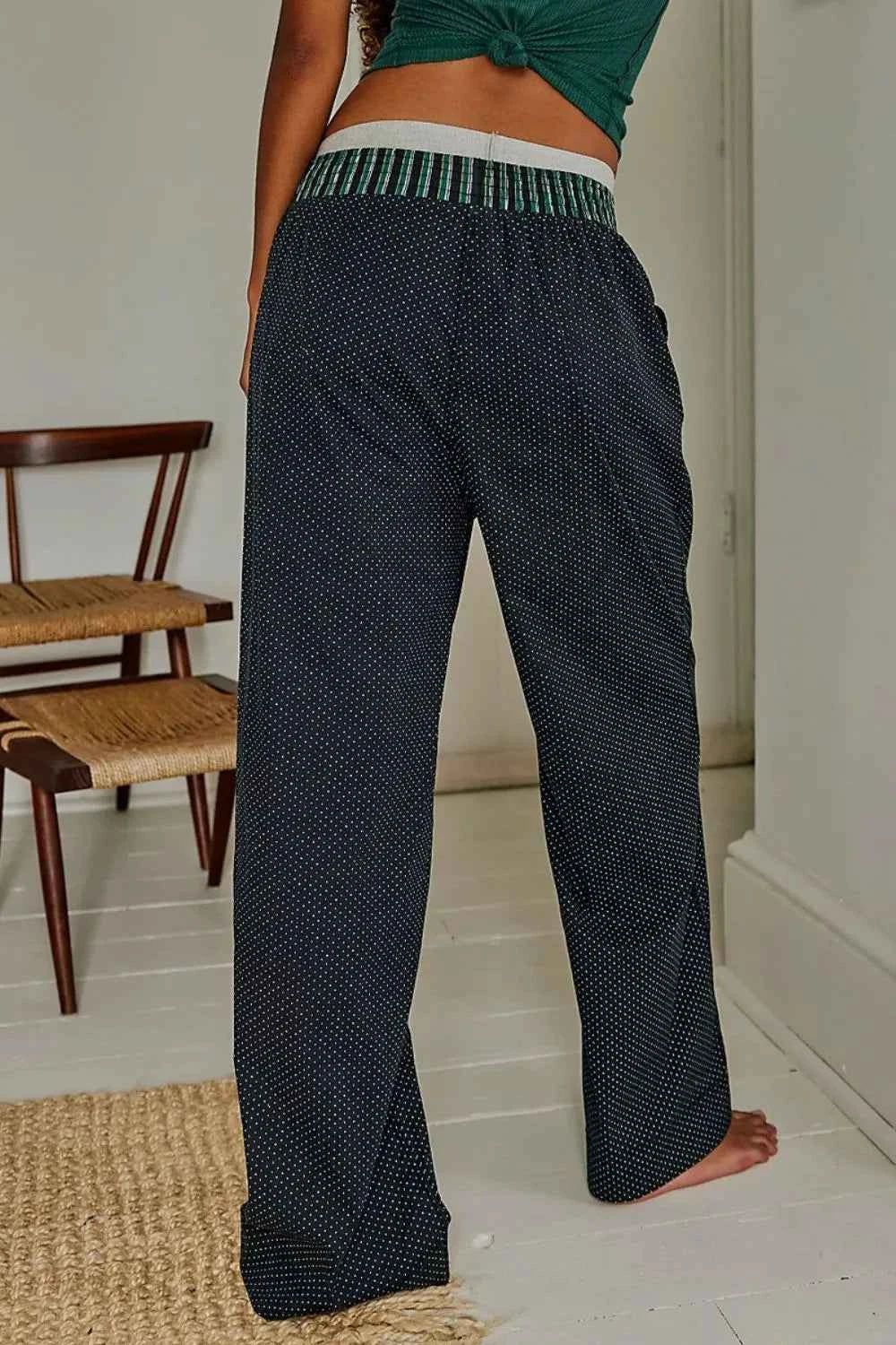 Polka Dot Elastic Waist Wide Leg Pants 1a314fcf-db09-446a-82ef-922f82d1b7a0-Max