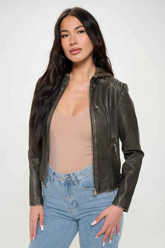 Coalition LA Zip Up Hooded Jacket Brown 1a3a2797-c8ab-438f-aed5-108df3844627-Max