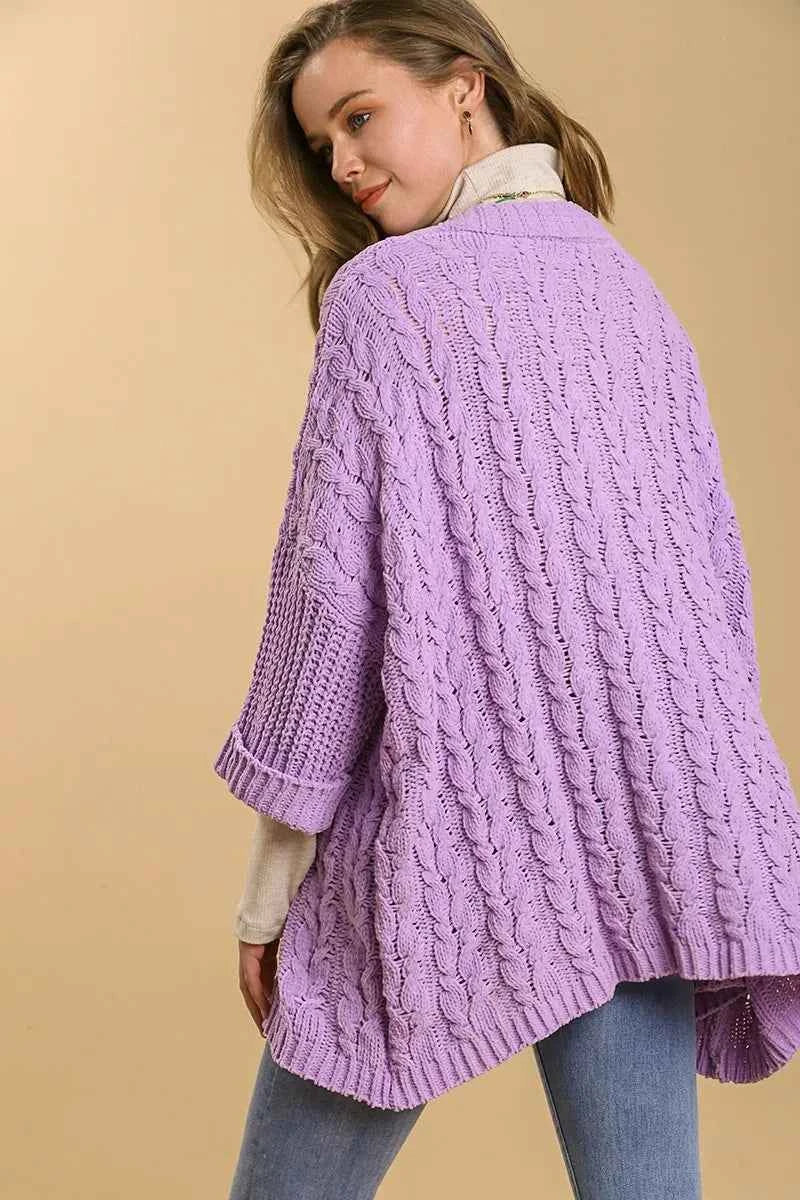 Umgee Full Size Cable Knit Open Front Long Sleeve Cardigan 1a4234d6-ec0f-4675-b0bd-16adafe10b00-Max
