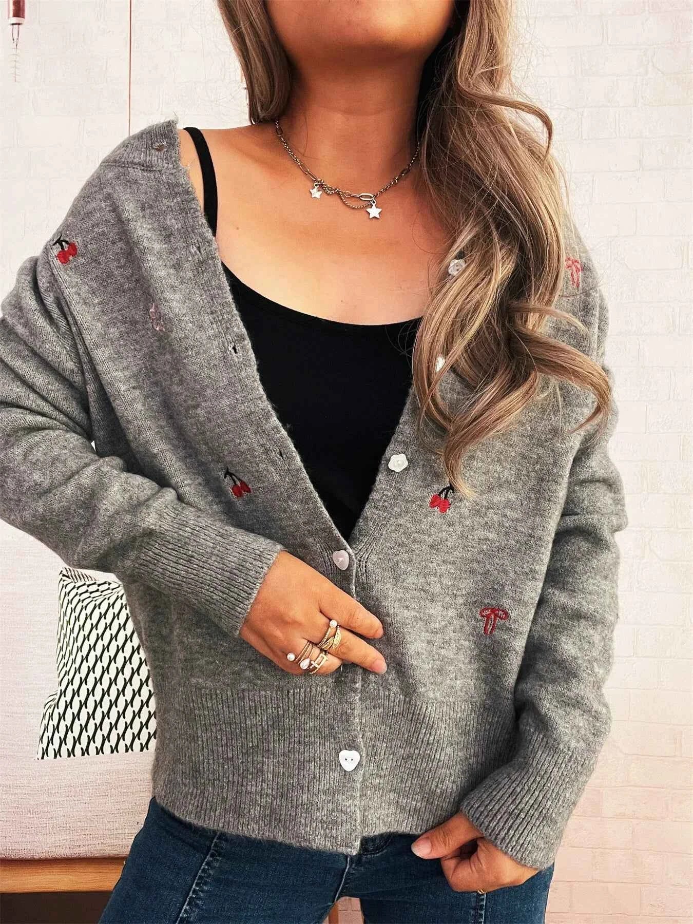 Ribbed Button-Front Knit Cardigan