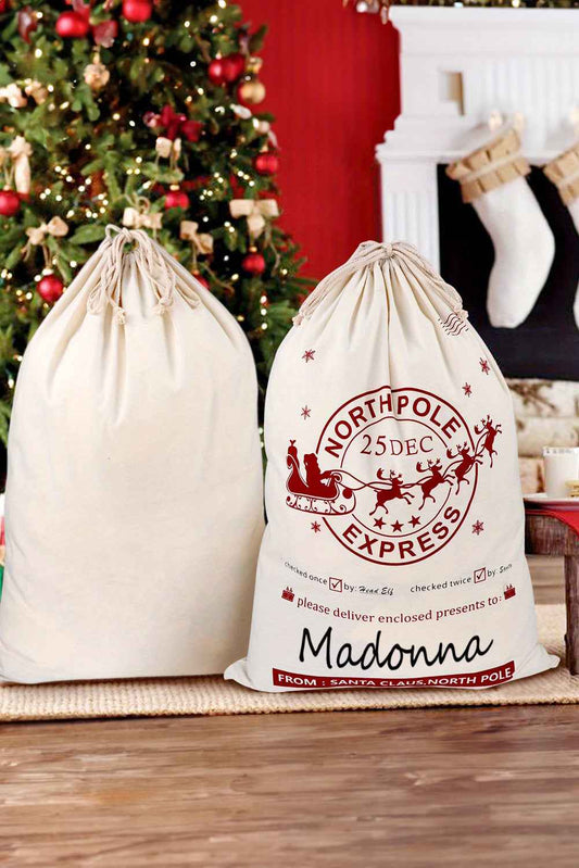White Reindeer Drawstring Closure Christmas Party Favor Gift Bag 1a4931198618e5d8