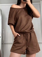 Textured Knit Round Neck Top and Shorts Set 1a493c3422204cacabebd46ce385a9c6-Max-Origin