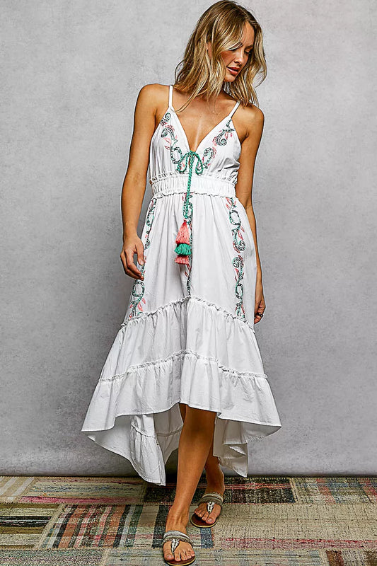 Embroidered Detail Tassel Tie Smocked Waist Midi Tiered Cami Dress 1a4cdbb4-c797-4156-adf1-2a7985cb23e3-Max-Origin