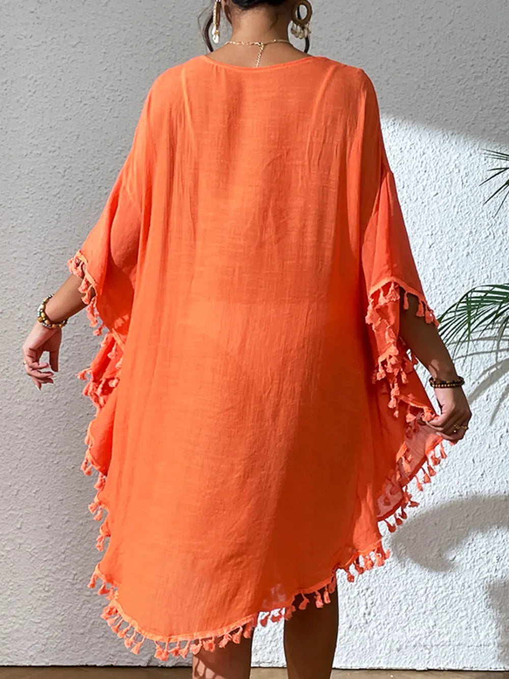 Tassel Cutout Scoop Neck Cover-Up Dress 1a537213-4100-4448-9bb8-30193e836719-Max