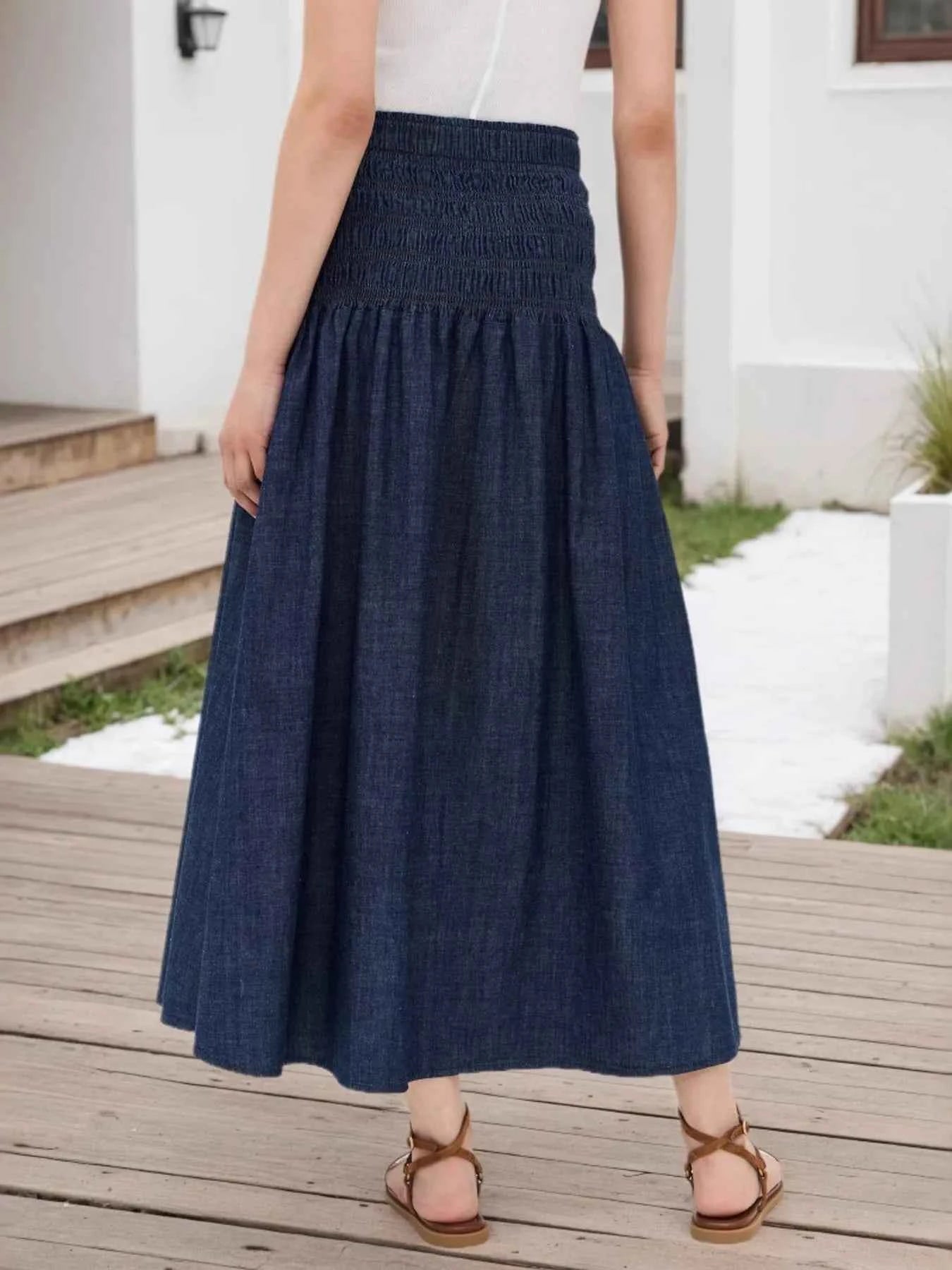 Elastic Waist Midi Skirt 1a53dbd0644c4c00ad37bd3a6608ce9c-Max-Origin