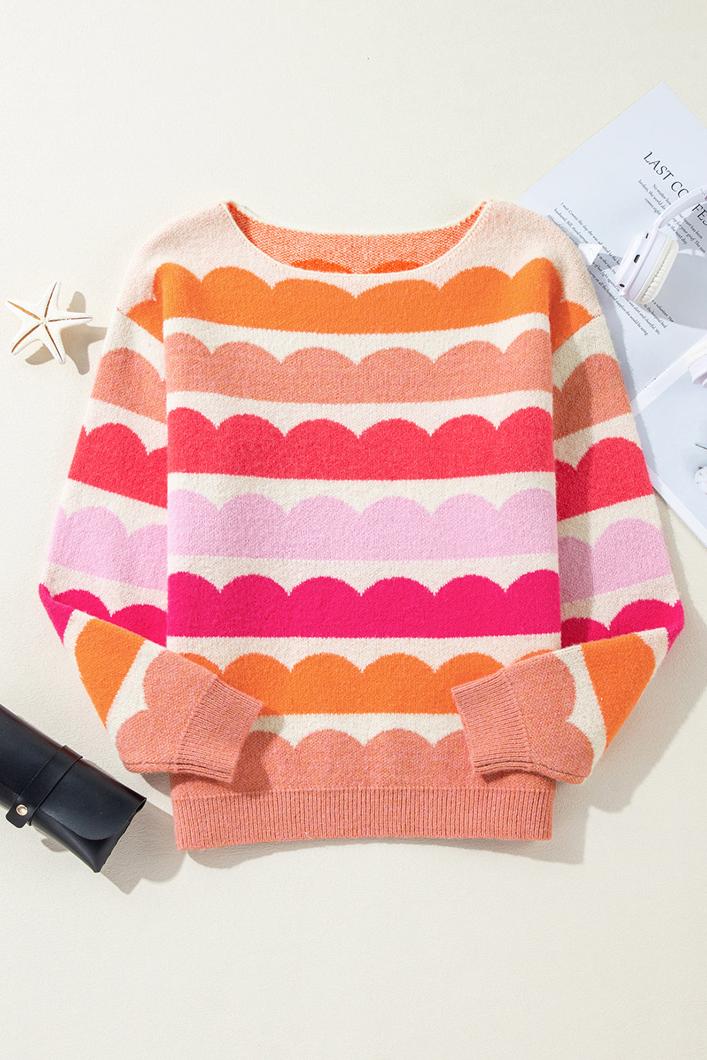 Yellow Wave Striped Balloon Sleeve Drop Shoulder Sweater 1a5fb01155a27da5