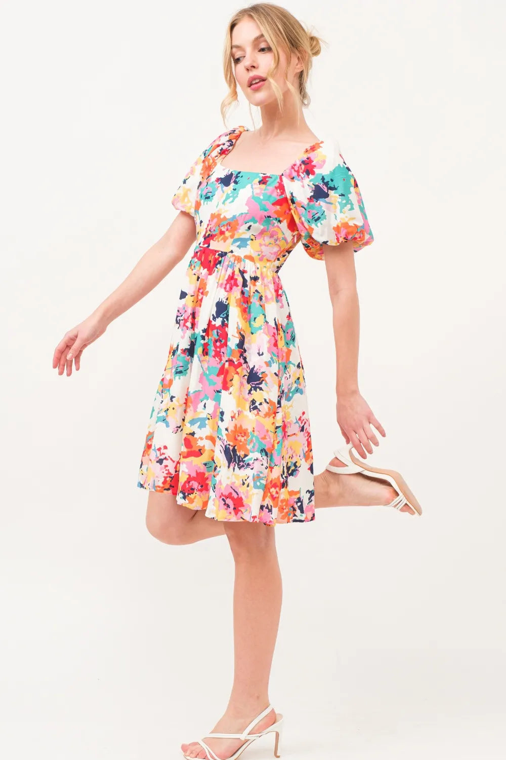And The Why Square Neck Puff Sleeve Floral Dress 1a6b0afe-a4e9-41d9-afd5-463c0b83e34e-Max