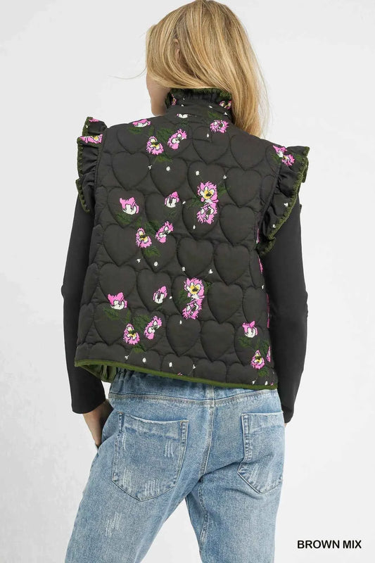 Ruffled Quilted Floral Snap Down Vest 1a6ce2a7-086c-42b6-bac5-6af42a68b087-Max-Origin