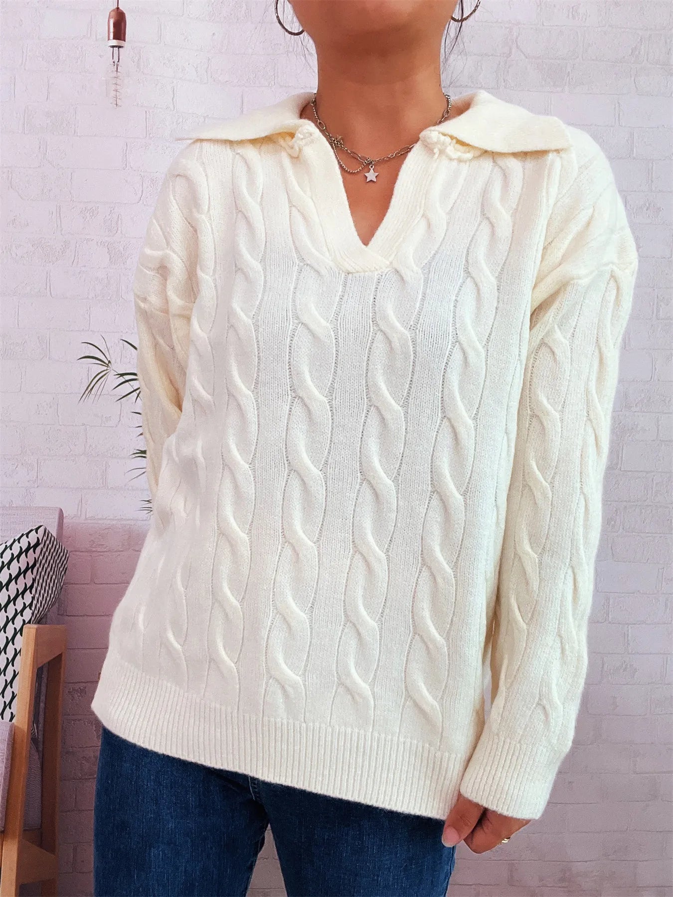 Cable Knit Johnny Collar Sweater 1a73783008f24491b0b402d4b0af356f-Max-Origin